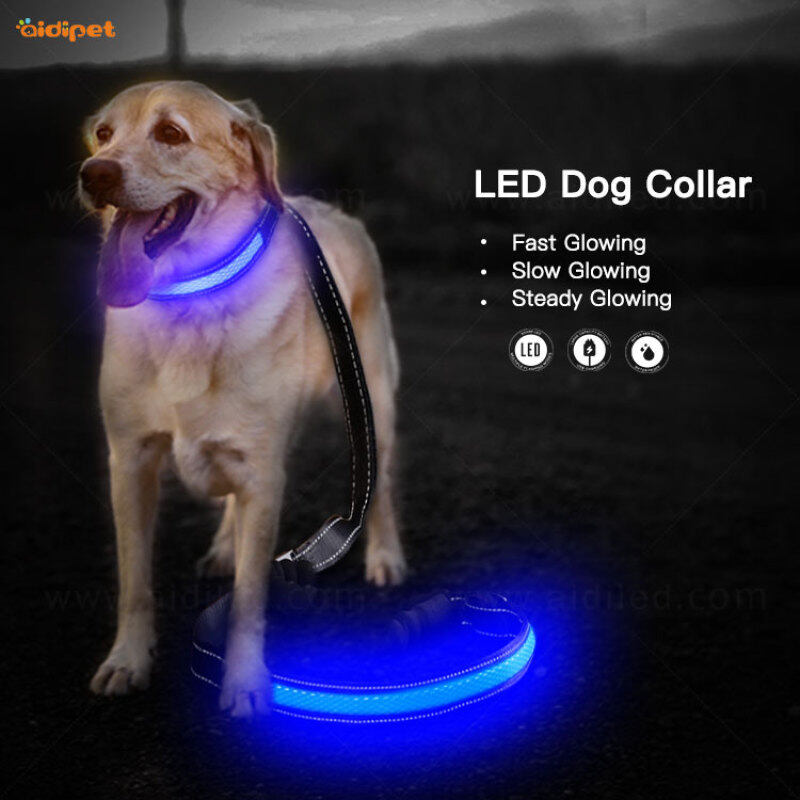 Soft Bungee Handle Glow in The Dark Dog Leash for Night Walks Adjustable Dog Leash Night Safety No Accident Lead with led